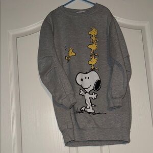 Zara Gray Sweatshirt/dress with Cartoon Character